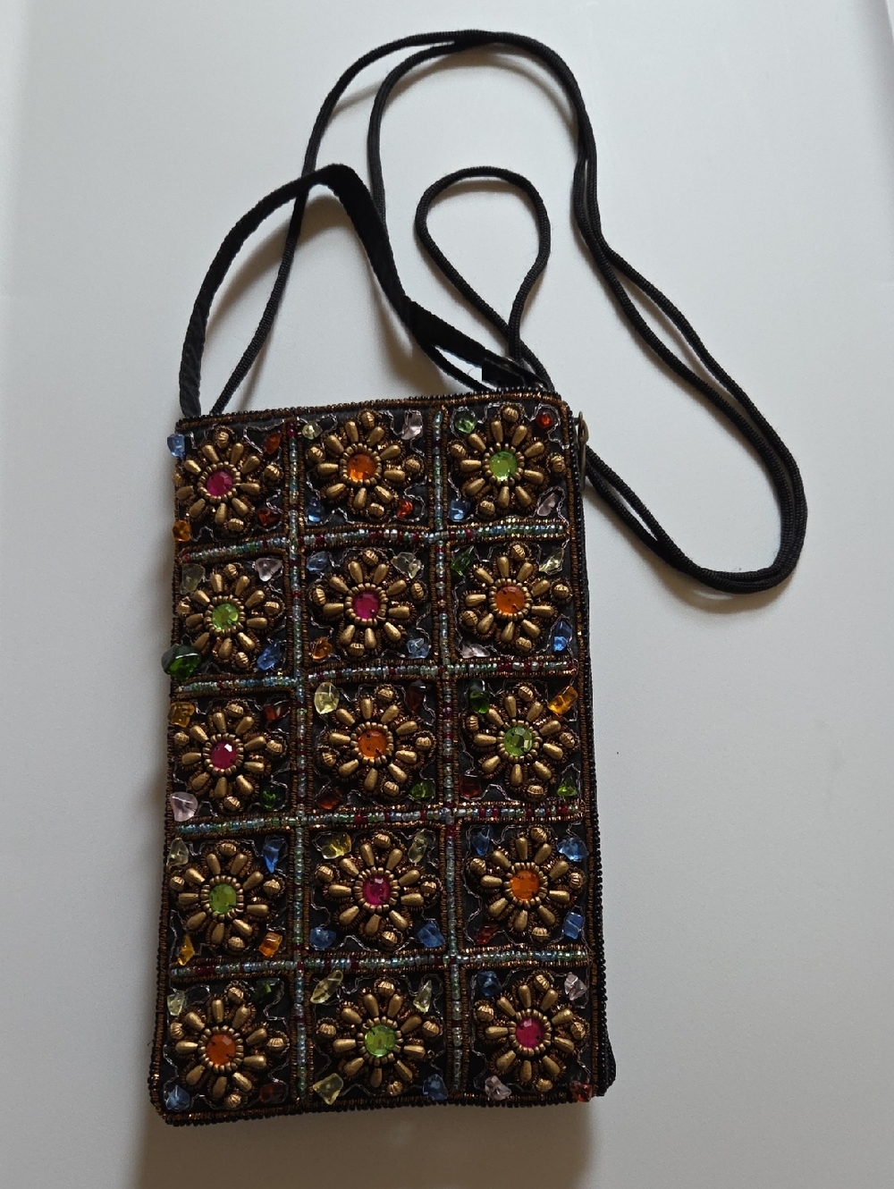 Bamboo Trading Company Beaded And Rhinestone Crossbody Bag